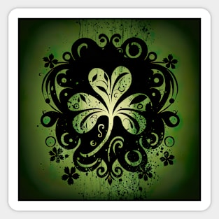 Saint Patrick's day shamrock leaf - glow in the dark filigree pattern Sticker